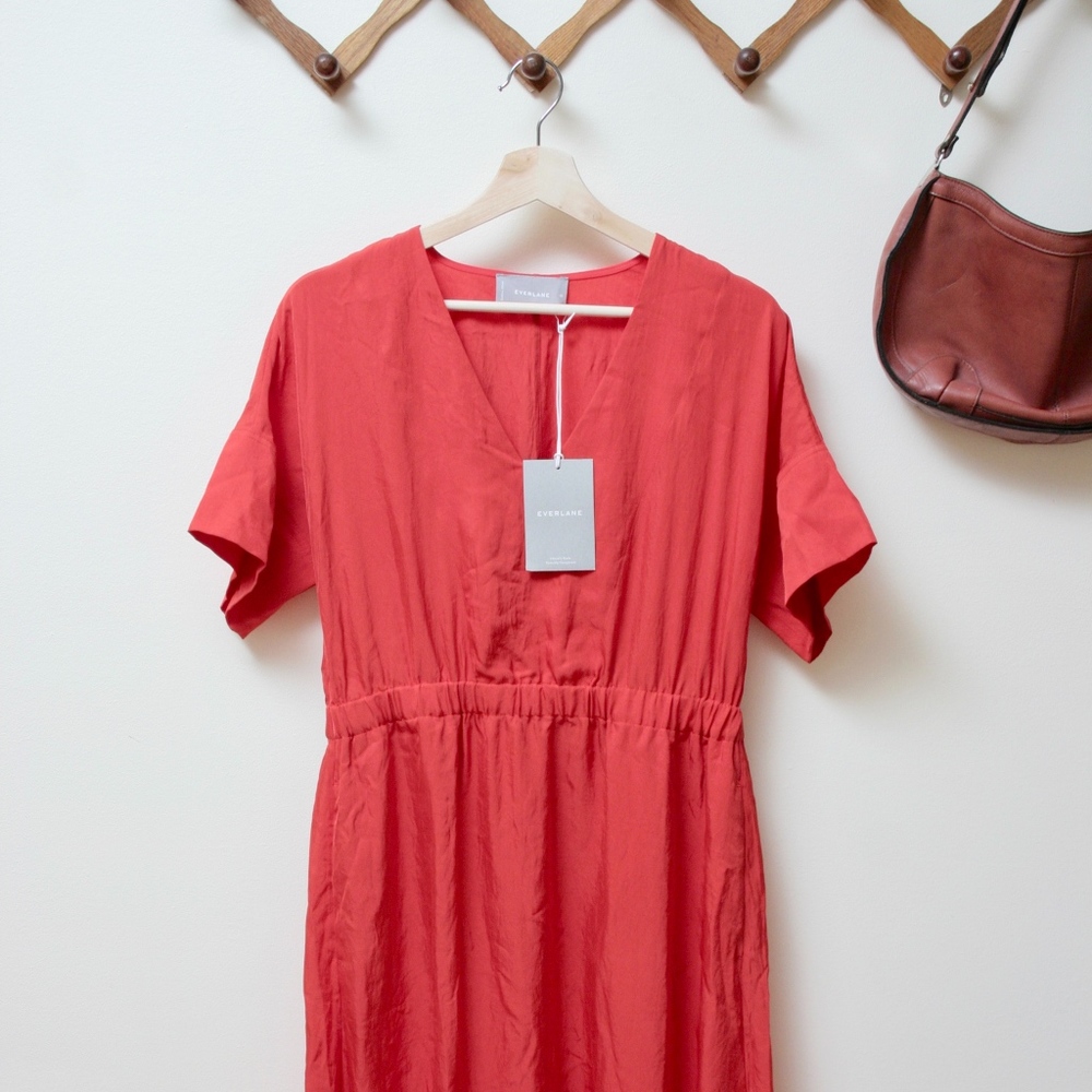 Everlane Japanese GoWeave Light V-Neck Dress- NWT